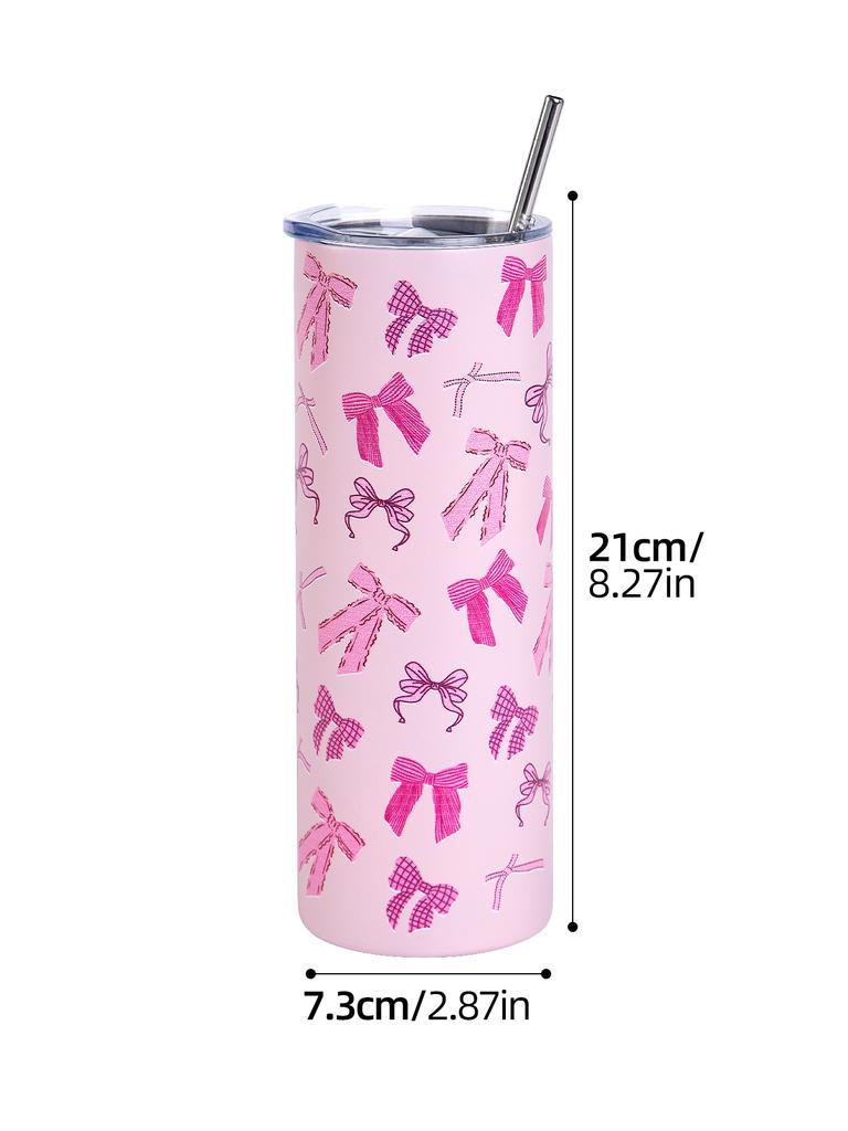 20 унций Милая чашка с бантиком Изолированная чашка из нержавеющей стали Изолированная термокружка Стаканчики для вечеринок Крышка с соломинкой Кофейная кружка Дорожная кружка Бутылка для горячей воды