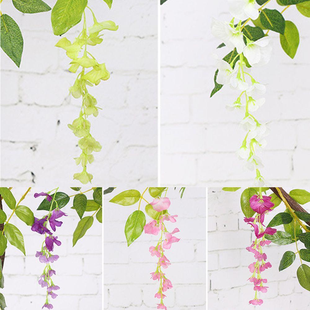 Украшения Зеленые листья Листва Стелющийся цветок Искусственный плющ Виноградная лоза Искусственные цветы Глициния Растение