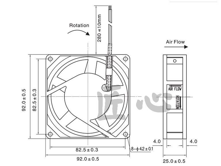 24 В 0,3 А небольшой квадратный вентилятор охлаждения для сварочного аппарата - 9,2 см вытяжное отверстие