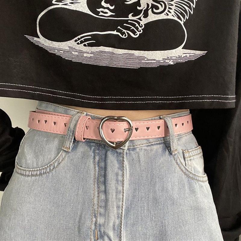 Женский пояс из искусственной кожи с ажурным сердечком и талией