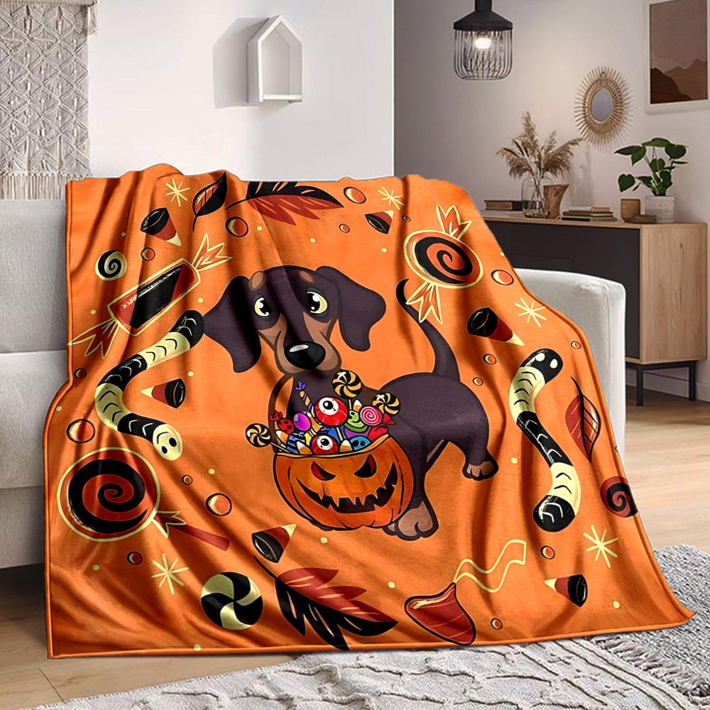 1pc Halloween Treats Lightweight Flannel Blanket, Comfortable and Warm Blanket, for Office and Camping Sofa Bed, Livingroom168