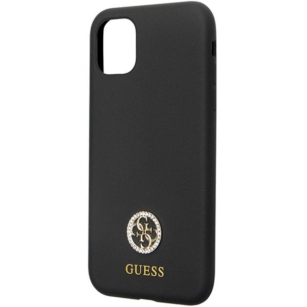 Etui do iPhone 11 Guess Silicone Logo Strass 4G Czarne