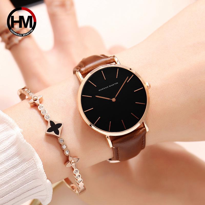 Women's Waterproof Quartz Watch with Leather Strap - Japanese Movement