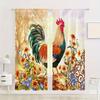2 Panel Farmhouse Adorable Dog Cat Small Rooster Hen Pattern Digital Polyester Curtain for Living Room Kitchen Bedroom Dining Area