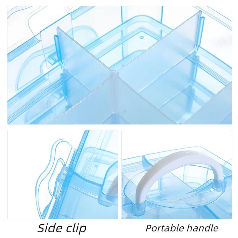 Многофункциональный 3-слойный 18-ячеечный портативный пластиковый прозрачный ящик для хранения украшений, аксессуаров для волос, практичный ящик для хранения
