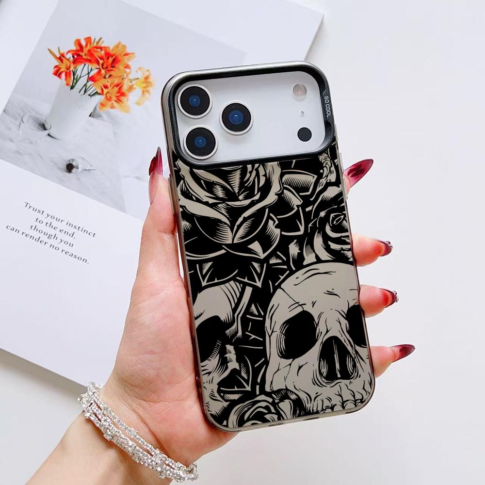 Крутой чехол для телефона с черепом для iPhone 17 16 15 14 13 12 11 Pro Max Air Матовый Лазерный Аврора Ударопрочный Funda