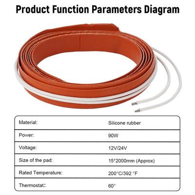 Гибкий силиконовый нагревательный элемент Автомобильный обогрев 12 В/24 В Гибкий нагреватель Съемный шнур питания Быстрый нагрев Автомобильные аксессуары