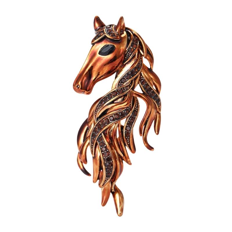 Handcraft Horse Head Brooch Portable Alloy Accessory for Casual Formal Outfits