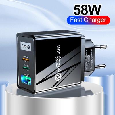 Адаптер для быстрого зарядного устройства 58 Вт USB C для быстрой зарядки для мобильного телефона, планшета типа C, быстрое зарядное устройство с двойным PD
