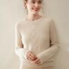 Женский кашемировый свитер крупной вязки: Круглый вырез, Утолщенный, Универсальный Осенне-зимний Повседневный Модный