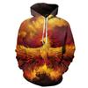 Popular 3D Men's Hooded Hoodie with Digital Printing Flame Phoenix Series Hoodie Loose and Versatile Top