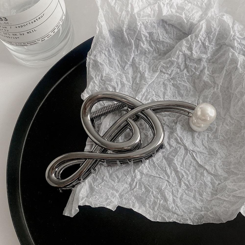 Pearl Music Note Hair Claw Zinc Zinc Zinc Alloy Treble Clef Hair Clip Exquisite   Makeup Hair Clips