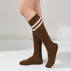 Хлопковые носки из телячьей кожи для женщин, средние носки, модные женские полосатые чулки в стиле колледжа