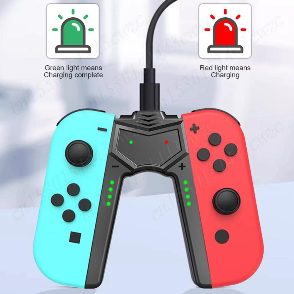 Для Switch OLED Joy-Con Зарядная рукоятка Тип C V-образный контроллер Играйте во время зарядки Зарядная док-станция для Nintendo Switch OLED