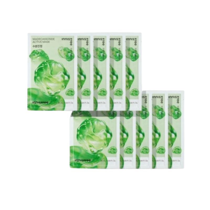 Innisfree Активная маска Мадекассосид 25 мл × 10 листов | Увлажняющая и успокаивающая листовая маска для ухода за барьером