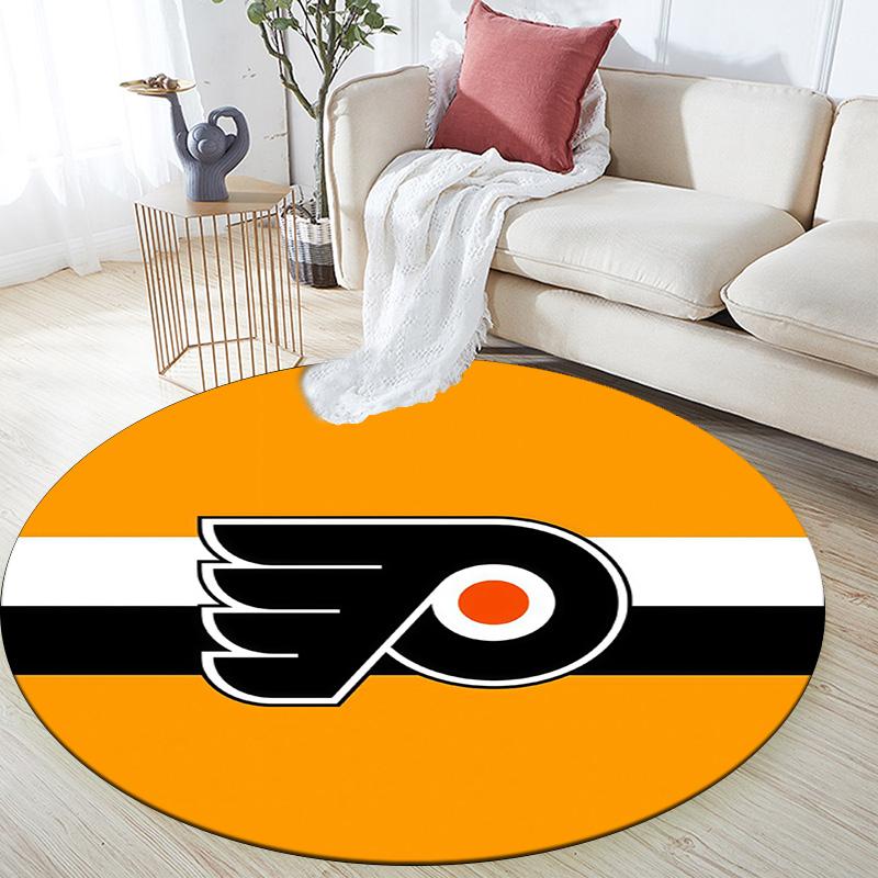 Philadelphia Flyers Round Area Rug,Carpet Rug for Living Room Bedroom Sofa Playroom Decor,Non-slip Floor Mat