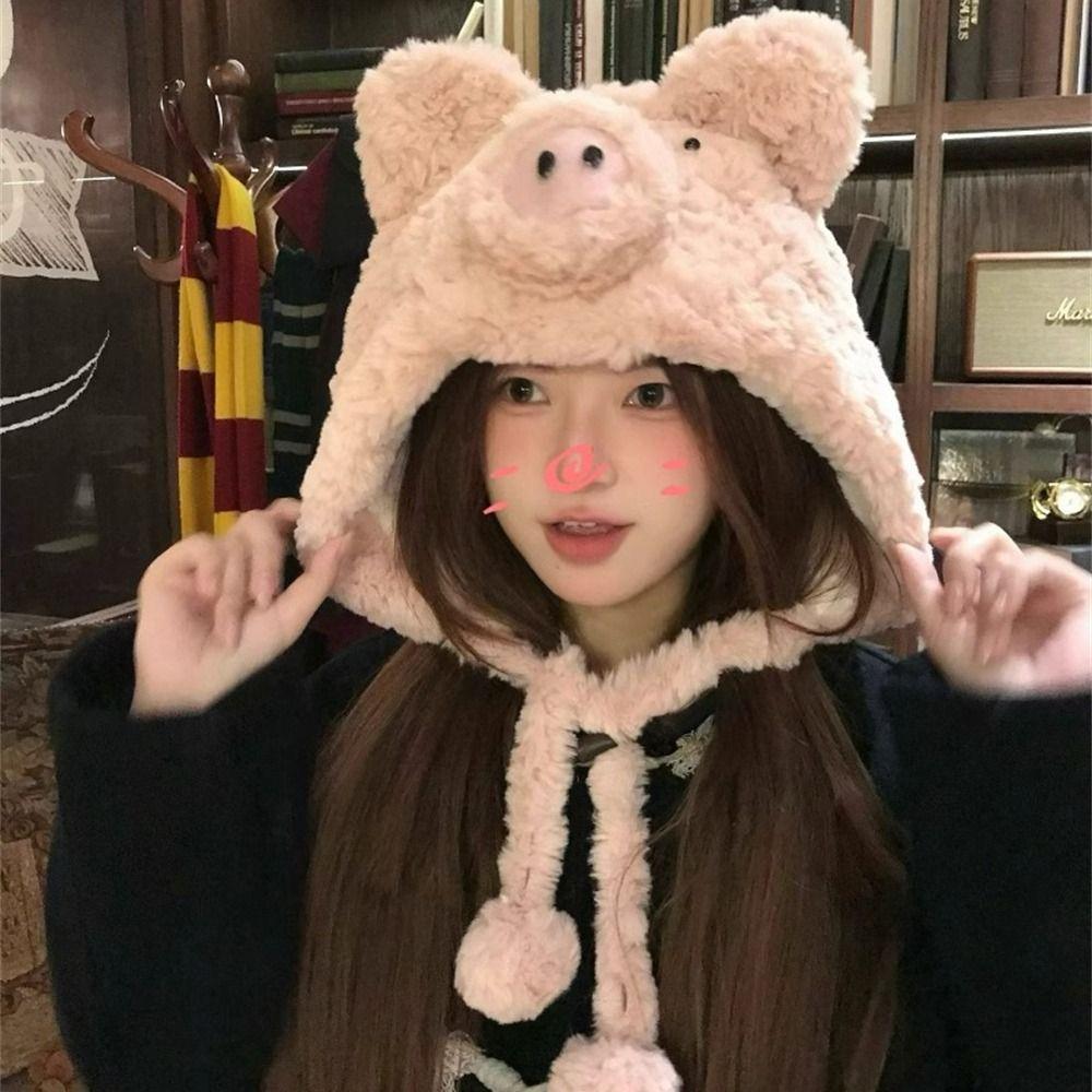 Coldproof Warm Hats Windproof Plush Caps Cute Ear Protection for Women Girls