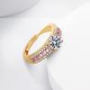 Light Luxury Zircon Ring Women's Champagne Real Gold Niche Design Sense Open Ring Women's Jewelry