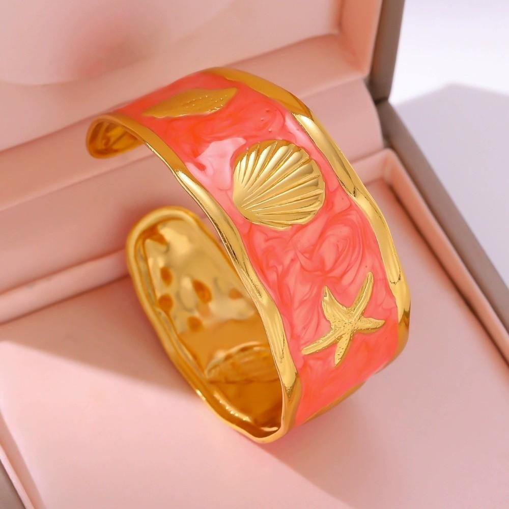 Glazed Coating Enamel Bracelet Stainless Steel Bracelets for Women Open Bangles Lady's Gift