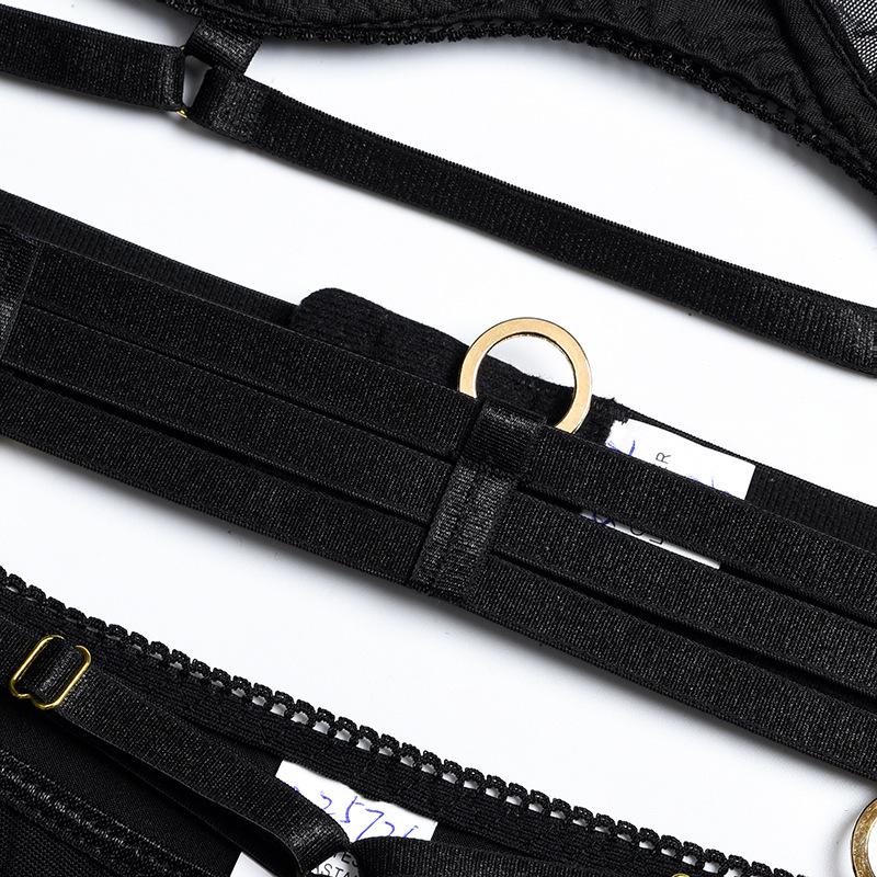 Aduloty Черный бюстгальтер из 3 предметов, женский пэчворк, прозрачный сетчатый комплект нижнего белья, женские сексуальные трусики, комплект нижнего белья