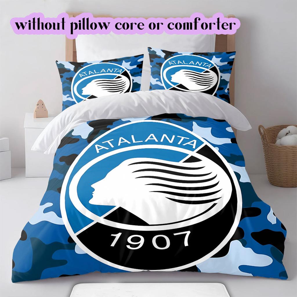 Atalanta BC Football Pattern Bedding,Quilt Set Quilt Cover Pillowcase Home Birthday Gift (1*duvet cover+2*pillowcase,without core)