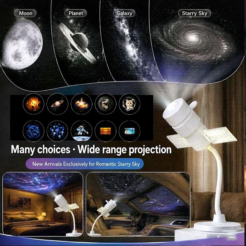 2 In 1 Satellite Galaxy Projector Nightlight HD Car USB Direct-inserted Atmosphere Lamp 360° Bedroom Eye Protection Nightlight2
