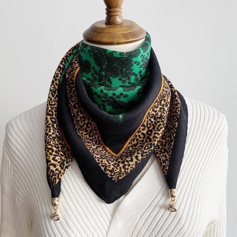 Cotton Linen Square Scarf With Magnetic Clasp Women Lightweight Winter Neck Warmer Fashionable Triangle Wrap