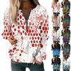 Women Casual Long Sleeve Basic Quarter Zipper  Print Flowers Pullover Sweatshirts Casual Top Fall Clothes