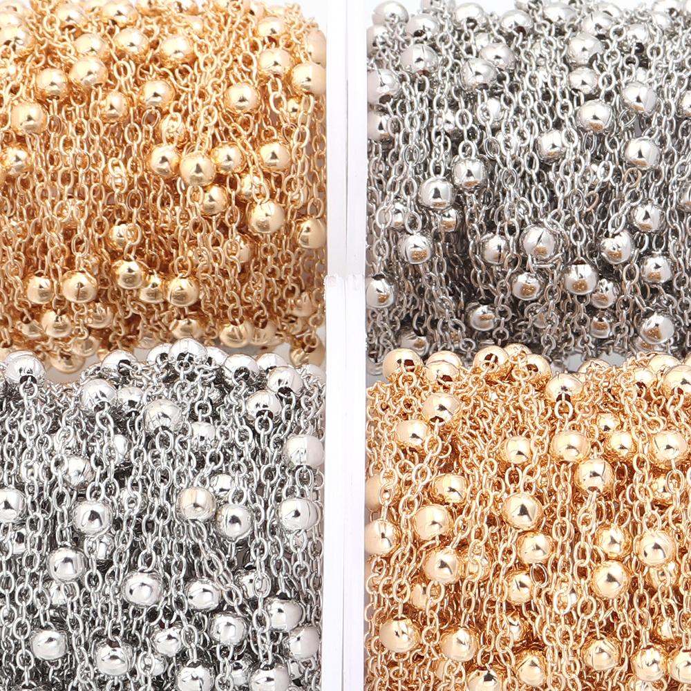 10 yards/roll Metal Golden Beads Chains For Jewelry Making Bulk Ball Link Chains DIY Women Men Necklace Bracelet Accessories