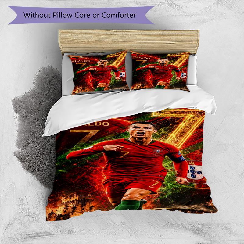 Ronaldo's Portugal Jersey Bedding Set, Breathable Duvet Cover with Pillowcases, Soft Bed Linen for Bedroom Home Decoration, Perfect Festival Birthday 