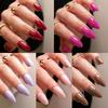 Миндалевидные глянцевые накладные ногти 2024 – Популярные однотонные цвета, Прочные и съемные типсы
