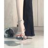 2025 New Beautiful Fashion High-heeled Sandals Women's Summer Wear Silver Rhinestone Thick-heeled Open-toed High-heeled Shoes Women