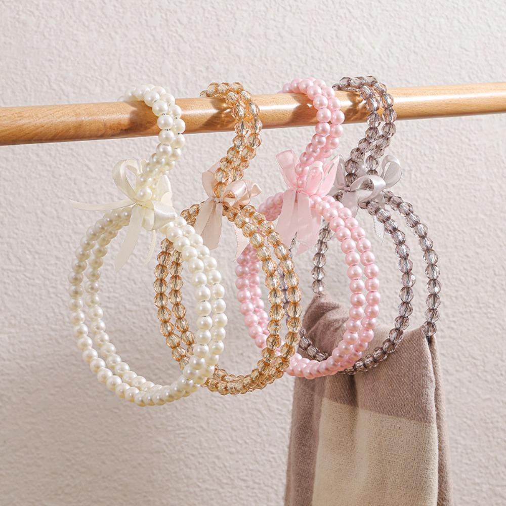 Imitation Pearl Beaded Bow Clothes Hanger Round Shape Scarf Ring Hanger Dress Hanger Home