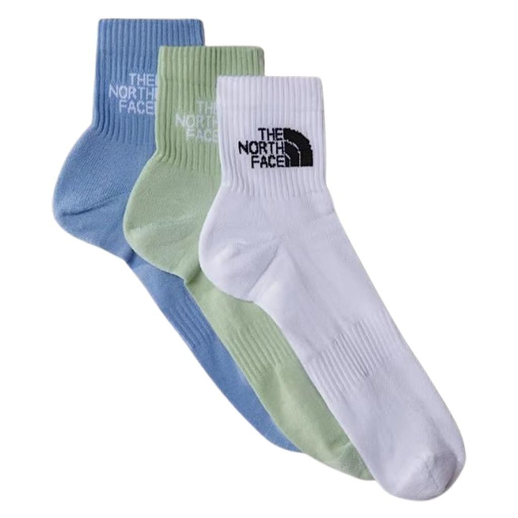 The North Face Multi Sport Cush Crew Assorted Size L Men's Socks, 3-Pair Set, Mid-Length, Logo, White/Misty Sage/Blue (Size 0OD), (NF0A882G)