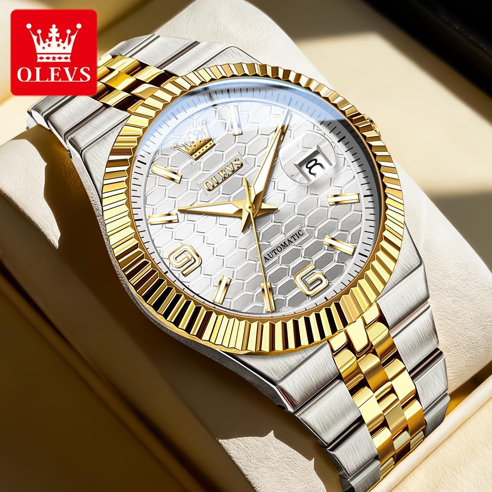 OLEVS Luxury Brand Automatic Man Watch Original Stainless Steel Waterproof Luminous Date Business Mechanical Men's Watches 7105