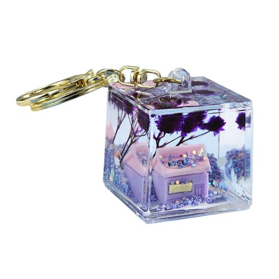 Брелок с песочной картиной, миниатюрная сказочная сцена, мини-прозрачный кубик, шарм для рюкзака, для сумок, ключей, кошелька, аксессуар