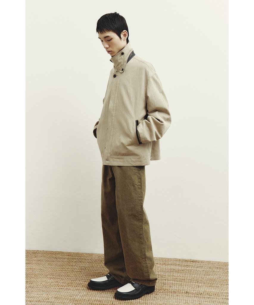 Youth Leather Trim Cotton Jacket - Beige