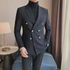 Мужской двубортный пиджак узкого кроя – весна/осень, британский деловой повседневный стиль высшего класса