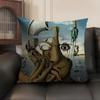 SSalvador Dali Pop Art Cushion Cover Natural Linen Organic Fabric DoubleSided Printing Sofa Home Decor Gift Pillow Case