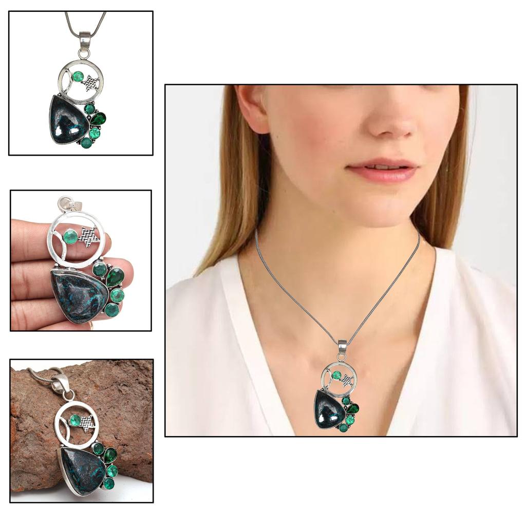 Серебряное ожерелье из хризоколлы, подаренное ювелирное изделие из аметиста N-1004 Лимон, Бразилия