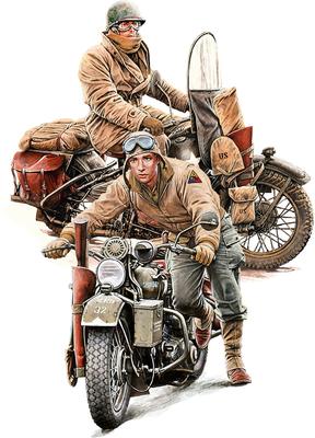 MiniArt Американский мотоцикл 2 набора Пластиковая модель MA35422 1/35 Солдат/WLA