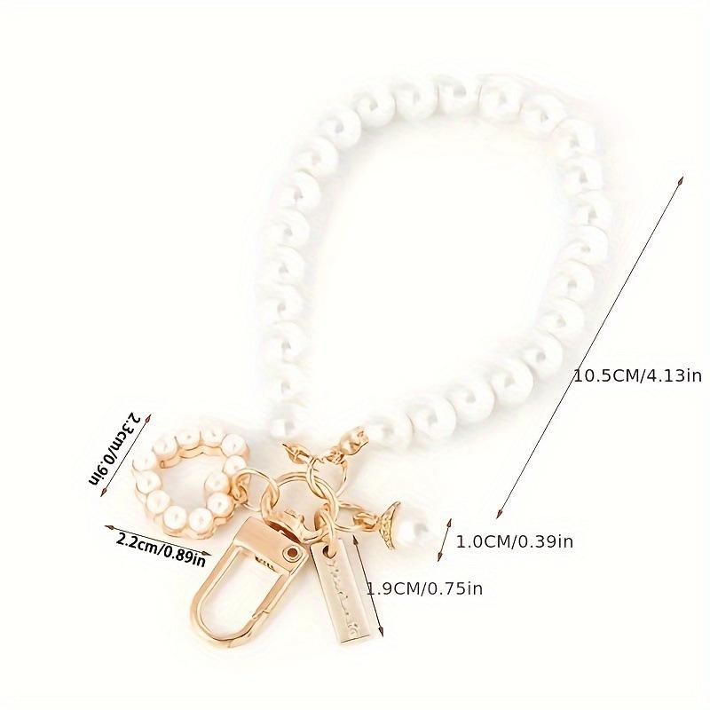 Cute Pearl Keychain for Women Girls Shiny Pearl Bead Shell Phone Bag Backpack Charm Accessory Car Key Key Chain Pendant Gift