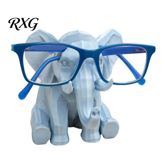 Living Room Ornament Elephant Shape Glasses Frame, 3D Printed Hand Carved Unique Table Holder, Decorative for Home Office Desk Intricately Decor