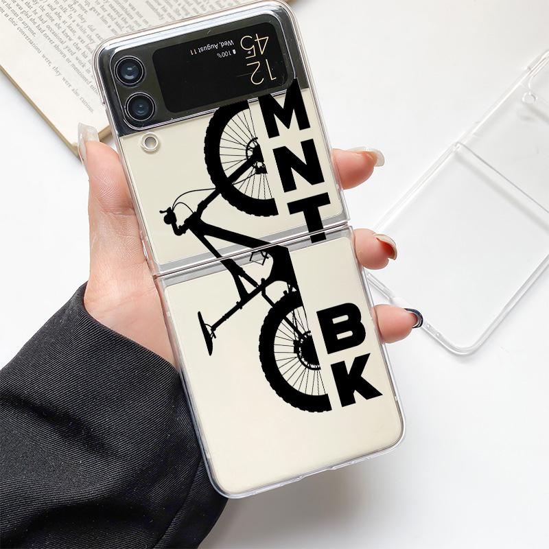 Phone Case For Samsung Galaxy Z Flip 3 4 5 Hard Folding Clear PC Bumper Mountain Bike Cycling art For Samsung Z Flip 6 Cover