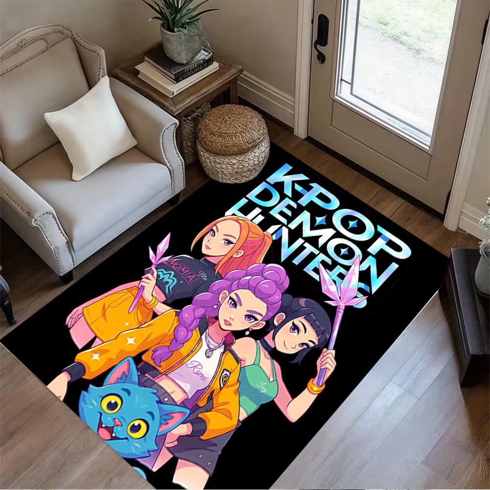 K-pop Demon Hunters Floor Mat Suitable for Bedrooms Living Rooms Hallway Dormitory Antislip Carpet Anime Office Decor