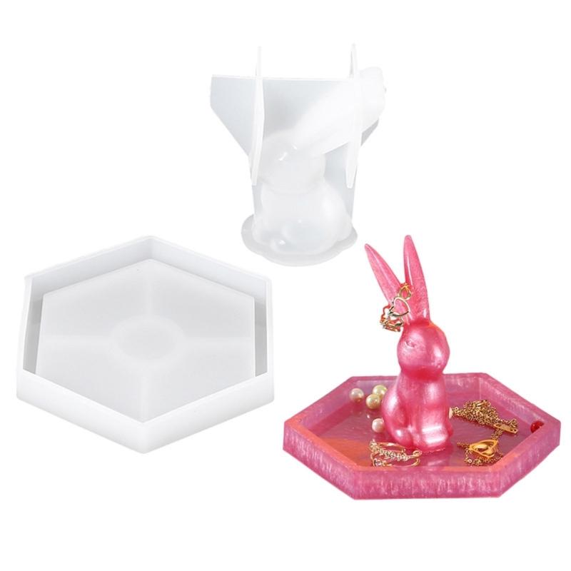 Cute Rabbit Ring Holder Silicone Molds Bunny Jewel-Display Organizer-Resin Casting-Moulds DIY Engagement Gift for Women