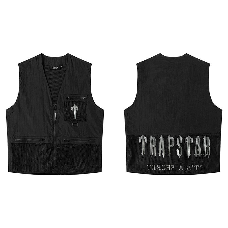Trapstar Retro Stand Collar Blue Cotton Jacket with Small Logo Embroidery - Loose Fit Outerwear for Couples