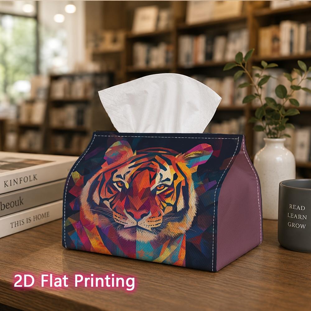 1pc, 2d Flat Printing, Tissue Box Abstract Tiger Pattern Printed Tissue Box, Suitable for Bathrooms, Living Rooms, Bedrooms, Dressing Tables, Coffee T