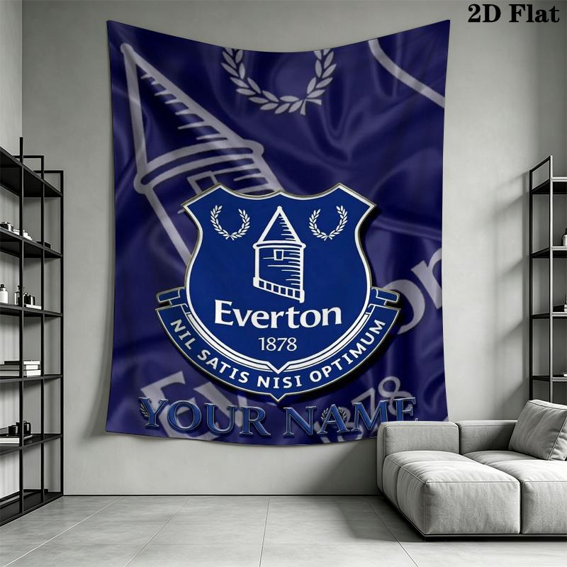 Custom Name Everton FC Wall Tapestry Aesthetic Wall Hanging Printed Fabric Blanket Decorative Tapestries for Bedroom Living Room Home Decor