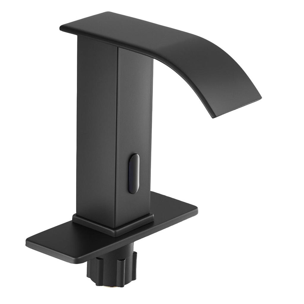 Touchless Bathroom Sink Faucet, Automatic Motion Sensor Waterfall Restroom Toilet Faucet with Hole Cover Plate, Battery Operated,Hot/Cold Water for